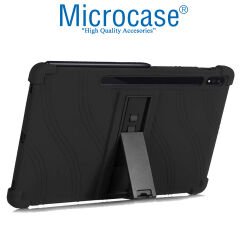 Microcase Samsung Galaxy Tab S7 FE SM-T733 12.4 inch Tablet için Standlı Silikon Kılıf - Siyah AL3309