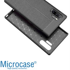 Microcase Samsung Note 10 Plus Leather Tpu Silikon Kılıf - Siyah