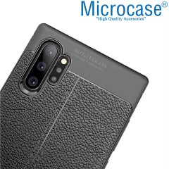Microcase Samsung Note 10 Plus Leather Tpu Silikon Kılıf - Siyah