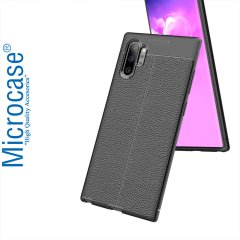 Microcase Samsung Note 10 Plus Leather Tpu Silikon Kılıf - Siyah