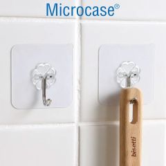 Microcase Güçlü Plastik  Yapışkanlı  Suya Dayanıklı Banyo Mutfak Eşya Havlu Vb.  Ürün Askılığı 2 Adet -Şeffaf AL4266