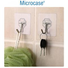Microcase Güçlü Plastik  Yapışkanlı  Suya Dayanıklı Banyo Mutfak Eşya Havlu Vb.  Ürün Askılığı 2 Adet -Şeffaf AL4266