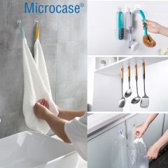 Microcase Güçlü Plastik  Yapışkanlı  Suya Dayanıklı Banyo Mutfak Eşya Havlu Vb.  Ürün Askılığı 2 Adet -Şeffaf AL4266