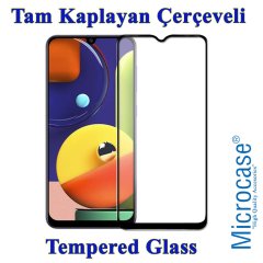 Microcase Samsung Galaxy A50s Ultra İnce 0.2 mm Soft Silikon Kılıf + Tam Kaplayan Çerçeveli Cam
