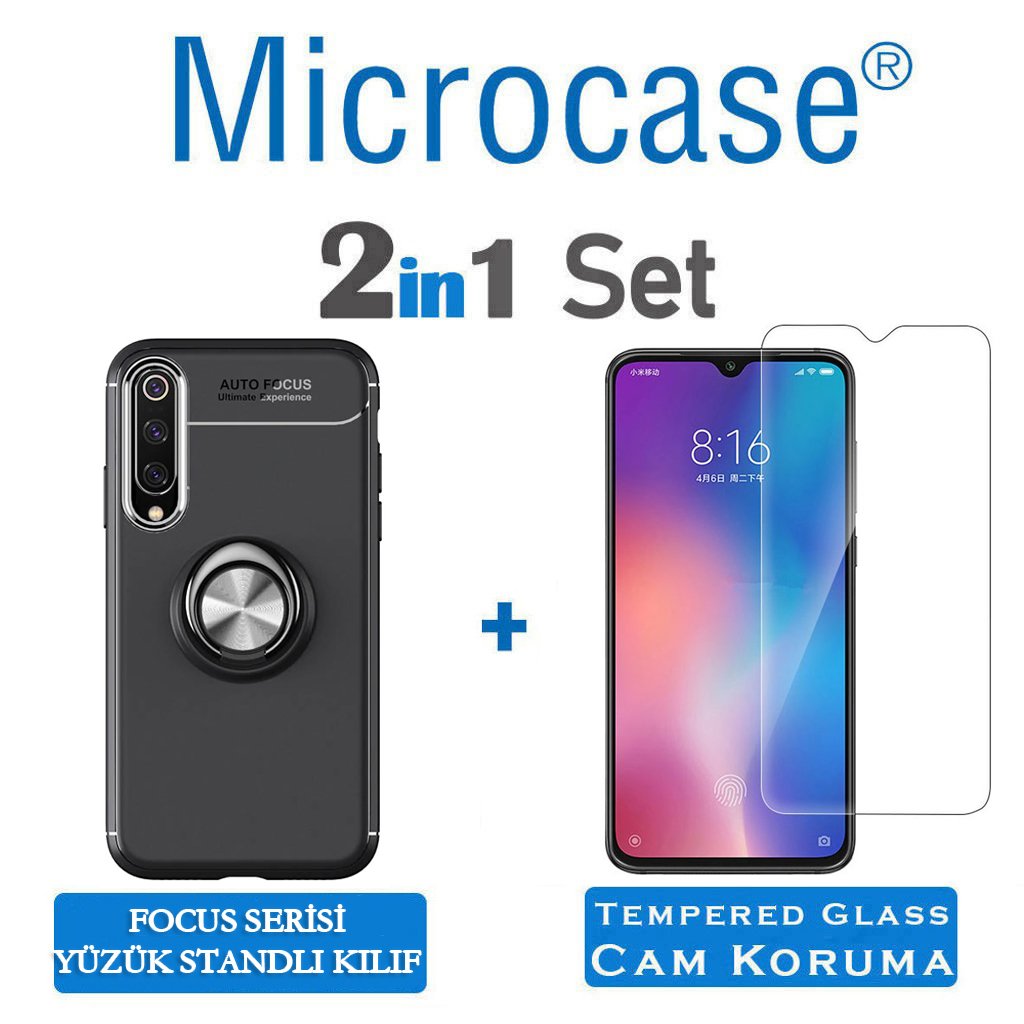 Xiaomi Mi 9 Focus Serisi Yüzük Standlı Kılıf + CAM (SEÇİN)