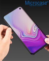 Microcase Samsung Galaxy S10 Fabrik Serisi Kumaş ve Deri Desen Kılıf - Siyah
