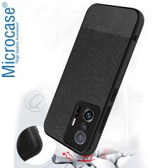 Microcase Xiaomi 11T Pro Fabrik Serisi Kumaş Desen Kılıf - Siyah