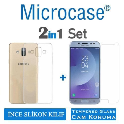 Microcase Samsung Galaxy J7 Duo İnce Silikon Kılıf + Ekran Koruma