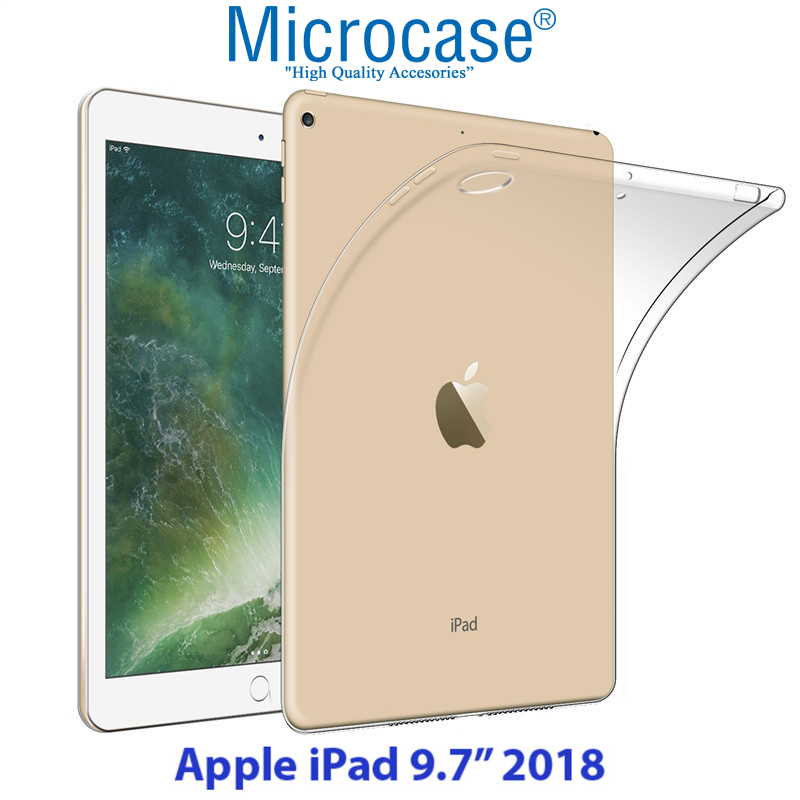 Apple iPad 6.Nesil 9.7 2018 Silikon Tpu Soft Kılıf + Ekran Koruma