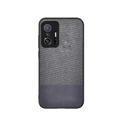 Microcase Xiaomi 11T Pro Fabrik Serisi Kumaş Desen Kılıf - Gri