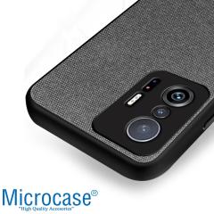 Microcase Xiaomi 11T Pro Fabrik Serisi Kumaş Desen Kılıf - Gri