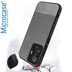 Microcase Xiaomi 11T Pro Fabrik Serisi Kumaş Desen Kılıf - Gri