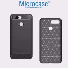 Xiaomi Mi 8 Lite Brushed Carbon Fiber Silikon TPU Kılıf + CAM