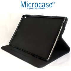 Microcase Lenovo Tab E10 TB-X104F Alfa Book Case PU Deri Standlı Kılıf - Siyah + Nano Esnek Ekran Koruma Filmi
