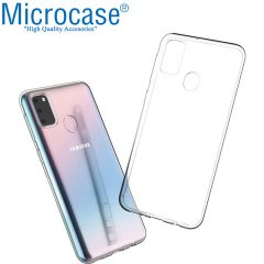 Microcase Samsung Galaxy M30s Ultra İnce 0.2 mm Soft Silikon Kılıf + Tam Kaplayan Çerçeveli Cam