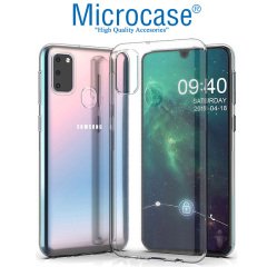 Microcase Samsung Galaxy M30s Ultra İnce 0.2 mm Soft Silikon Kılıf + Tam Kaplayan Çerçeveli Cam