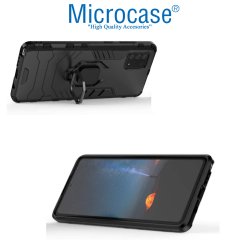 Microcase Samsung Galaxy A91 - M80S - S10 Lite Batman Serisi Yüzük Standlı Armor Kılıf - Siyah