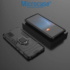 Microcase Samsung Galaxy A91 - M80S - S10 Lite Batman Serisi Yüzük Standlı Armor Kılıf - Siyah