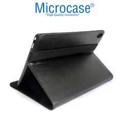Microcase Lenovo Tab E10 TB-X104F Alfa Book Case PU Deri Standlı Kılıf - Siyah + Nano Esnek Ekran Koruma Filmi