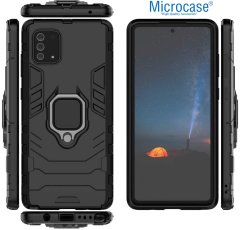 Microcase Samsung Galaxy A91 - M80S - S10 Lite Batman Serisi Yüzük Standlı Armor Kılıf - Siyah