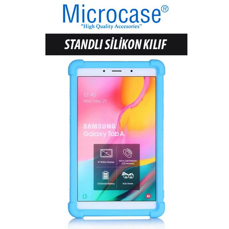 Microcase Samsung Galaxy Tab A 8.0 inch 2019 T290 T295 T297 Tablet Standlı Silikon Kılıf - Turkuaz