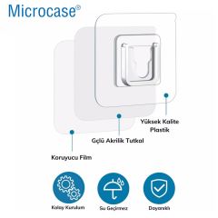 Microcase Güçlü Plastik  Yapışkanlı  Suya Dayanıklı Geçmeli Klips Eşya Sabitleme  Askılığı 2 Adet -Şeffaf AL4267