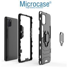 Microcase Samsung Galaxy A81 - M60S - Note 10 Lite Batman Serisi Yüzük Standlı Armor Kılıf - Siyah