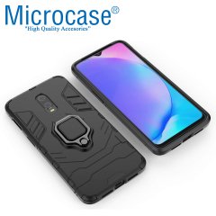 Microcase OnePlus 7 Batman Serisi Yüzük Standlı Armor Kılıf + Tempered Glass Cam Koruma (SEÇENEKLİ)