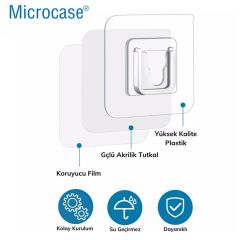 Microcase Güçlü Plastik  Yapışkanlı  Suya Dayanıklı Geçmeli Klips Eşya Sabitleme  Askılığı 3 Adet -Şeffaf AL4267