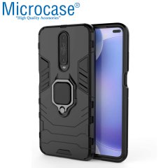 Microcase Xiaomi Redmi K30 Batman Serisi Yüzük Standlı Armor Kılıf - Siyah