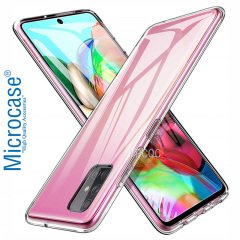 Microcase Samsung Galaxy A71 Ultra İnce 0.2 mm Soft Silikon Kılıf + Tam Kaplayan Çerçeveli Cam