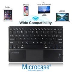 Microcase Tablet ve Telefonlar Için Şarjlı Touchpadli Türkçe Bluetooth Klavye 25 cm - AL2746 Siyah