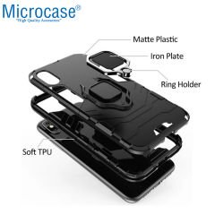 Microcase OnePlus Ace Racing Batman Serisi Yüzük Standlı Armor Kılıf - Siyah