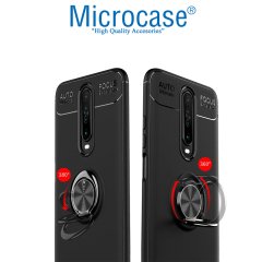 Microcase Xiaomi Redmi K30 Focus Serisi Yüzük Standlı Silikon Kılıf - Siyah