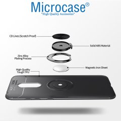 Microcase Xiaomi Redmi K30 Focus Serisi Yüzük Standlı Silikon Kılıf - Siyah
