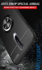 Microcase Xiaomi Redmi K30 Focus Serisi Yüzük Standlı Silikon Kılıf - Siyah
