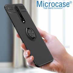 Microcase Xiaomi Redmi K30 Focus Serisi Yüzük Standlı Silikon Kılıf - Siyah