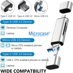 Microcase 3in1 Type C Usb Kart Okuyucu Micro Sd Kart Çevirici Dönüştürücü Adaptör - AL5090