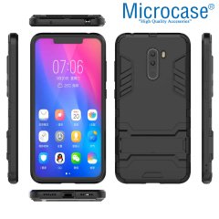 Xiaomi Pocophone F1 Alfa Serisi Armor Standlı Kılıf + Cam Koruma