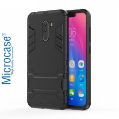 Xiaomi Pocophone F1 Alfa Serisi Armor Standlı Kılıf + Cam Koruma