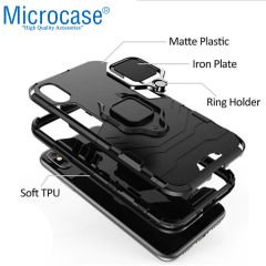Microcase Apple iPhone 14 Plus Batman Serisi Yüzük Standlı Armor Kılıf - Siyah