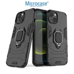 Microcase Apple iPhone 14 Plus Batman Serisi Yüzük Standlı Armor Kılıf - Siyah