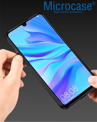 Microcase Xiaomi Redmi 8 Fabrik Serisi Kumaş ve Deri Desen Kılıf - Gri + Tempered Glass Cam Koruma