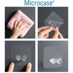 Microcase Güçlü Plastik  Yapışkanlı  Suya Dayanıklı Banyo Mutfak Eşya Havlu Vb Ürün Priz Askılığı 5 Adet -Şeffaf AL4268