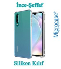 Huawei P30 0.2 mm İnce Silikon Kılıf + Tam Kaplayan Cam