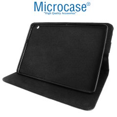 Microcase Huawei Mediapad T3 10 9.6 inch Alfa Book Case PU Deri Standlı Kılıf - Siyah + Nano Esnek Ekran Koruma Filmi