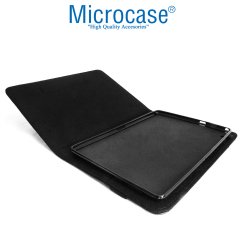 Microcase Huawei Mediapad T3 10 9.6 inch Alfa Book Case PU Deri Standlı Kılıf - Siyah + Nano Esnek Ekran Koruma Filmi