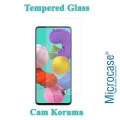 Microcase Samsung Galaxy A51 Fabrik Serisi Kumaş ve Deri Desen Kılıf - Siyah + Tempered Glass Cam Koruma
