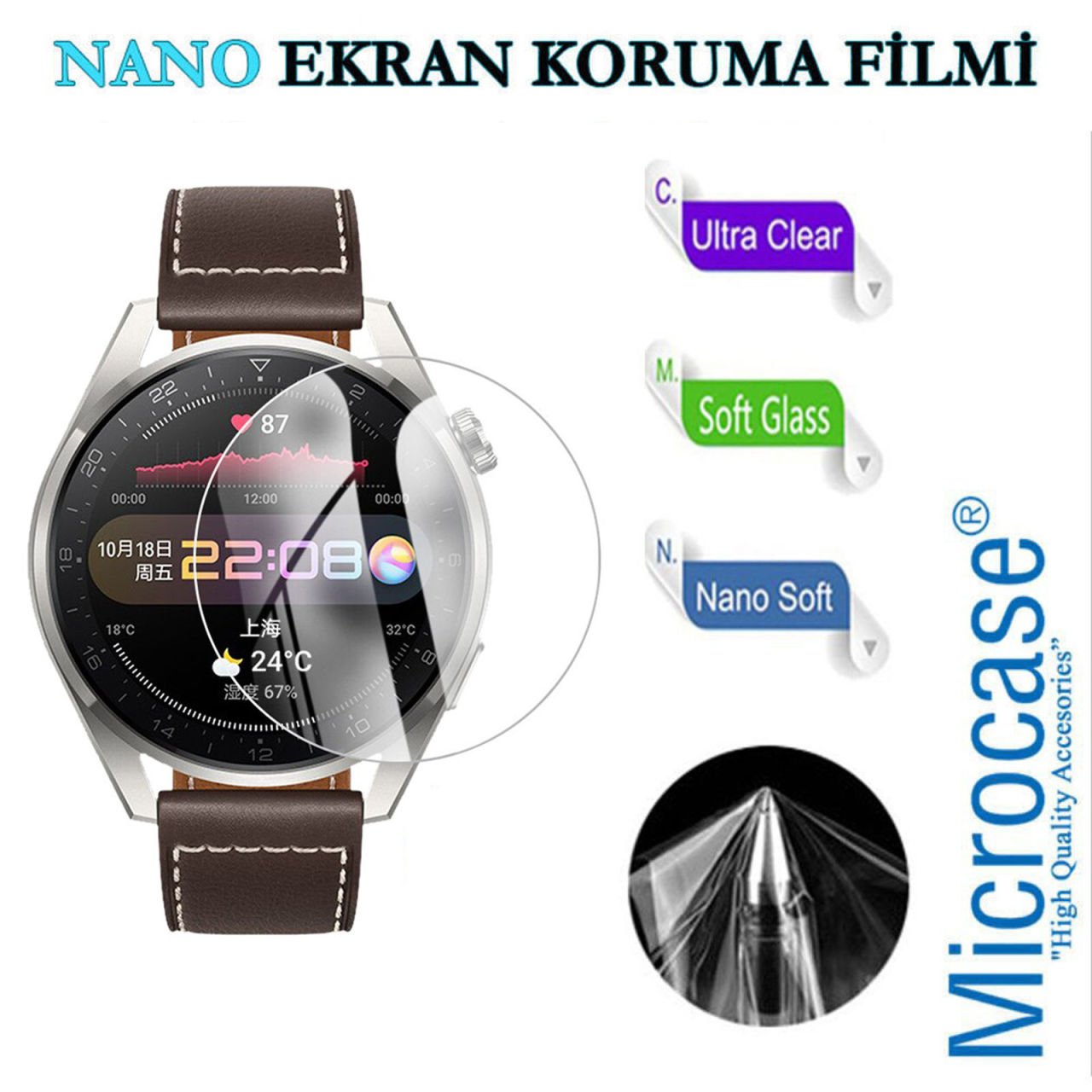 Microcase Huawei Watch 3 Pro Nano Esnek Ekran Koruma Filmi