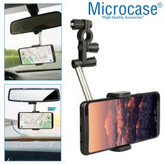 Microcase Araç İçi Uzayabilen Döner Başlık Dikiz Aynası Koltuk Arkası Telefon Tutucu Siyah - AL2911